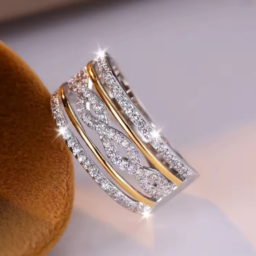 Zirconia Wedding Gold and Silver Women's Ring - Picture 2 of 5